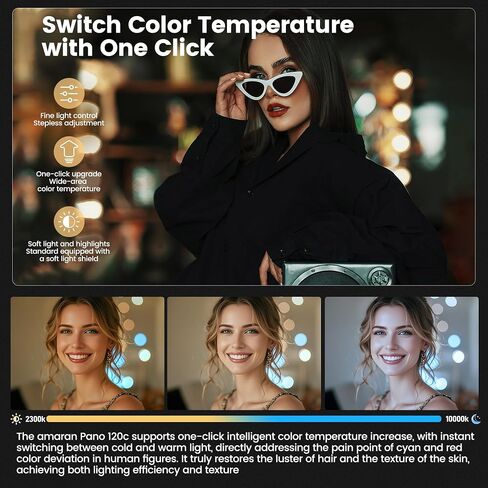 Amaran Pano 120c Kit LED لوحة فيديو Light 120W RGBWW مصابيح الألوان الكاملة ، CCT 2،300K-10،000K ، 12 من الإضاءة ، التحكم في التطبيق ، ودعم USB-C PD ، مع صناديق ناعمة وحالة حمل (أبيض) in Saudi Arabia