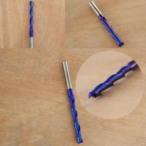 RUHIWORKER Spiral CNC Router Bit 3/8 Inch Shank 3 Inch Overall Length Solid Carbide with Nano Blue Coating End Mill for Wood Cut Carving B332U in Saudi Arabia