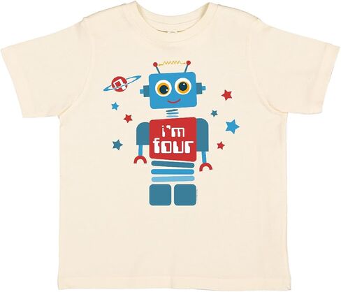 inktastic Robot 4th Birthday Toddler T-Shirt in Saudi Arabia