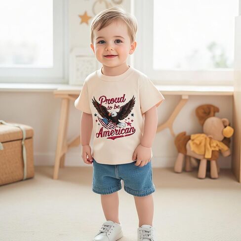 Toddler Baby Boy 4th of July T-Shirts American Flag Shirt Patriotic Top Short Sleeve Tees Memorial Day Shirt Clothes in Saudi Arabia