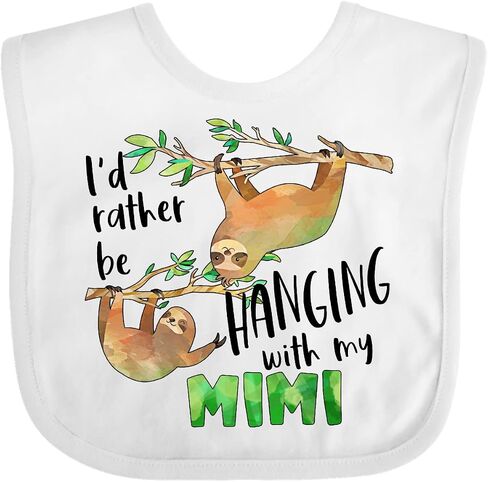 inktastic Id Rather Be Hanging with My Mimi- Cute Sloths Baby Bib in Saudi Arabia