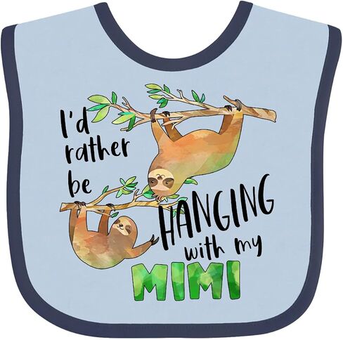 inktastic Id Rather Be Hanging with My Mimi- Cute Sloths Baby Bib in Saudi Arabia