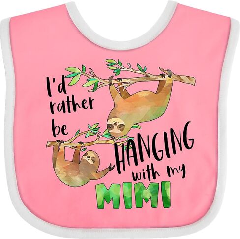 inktastic Id Rather Be Hanging with My Mimi- Cute Sloths Baby Bib in Saudi Arabia