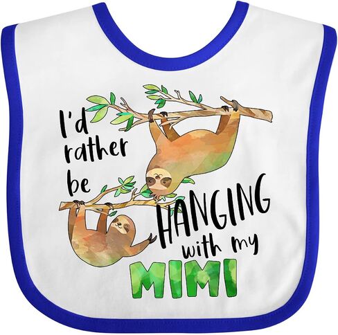 inktastic Id Rather Be Hanging with My Mimi- Cute Sloths Baby Bib in Saudi Arabia