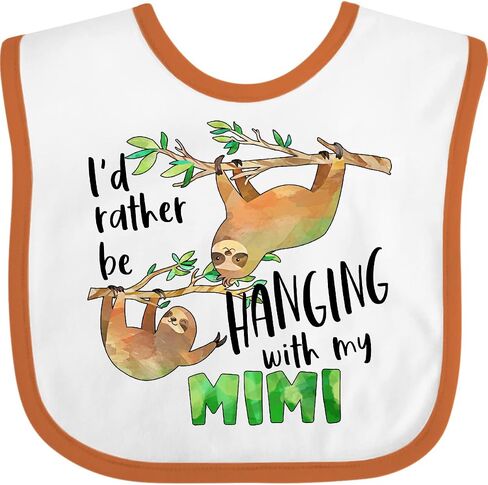 inktastic Id Rather Be Hanging with My Mimi- Cute Sloths Baby Bib in Saudi Arabia