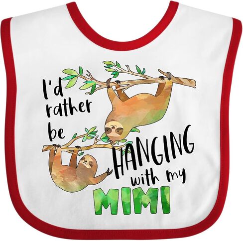 inktastic Id Rather Be Hanging with My Mimi- Cute Sloths Baby Bib in Saudi Arabia