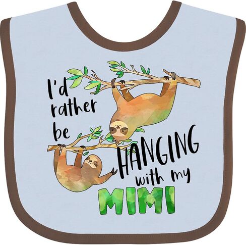 inktastic Id Rather Be Hanging with My Mimi- Cute Sloths Baby Bib in Saudi Arabia
