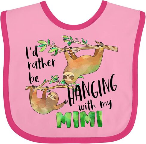 inktastic Id Rather Be Hanging with My Mimi- Cute Sloths Baby Bib in Saudi Arabia