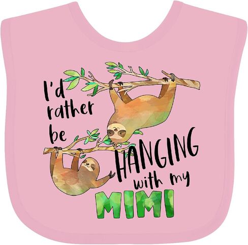 inktastic Id Rather Be Hanging with My Mimi- Cute Sloths Baby Bib in Saudi Arabia
