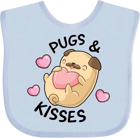 inktastic Valentines Day Pugs & Kisses with Hearts Baby Bib in Saudi Arabia