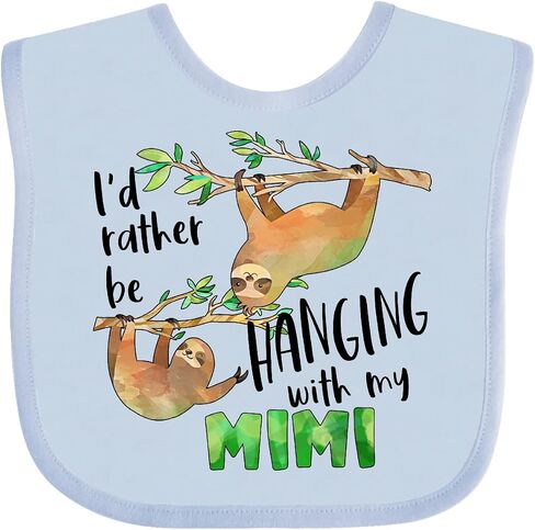 inktastic Id Rather Be Hanging with My Mimi- Cute Sloths Baby Bib in Saudi Arabia