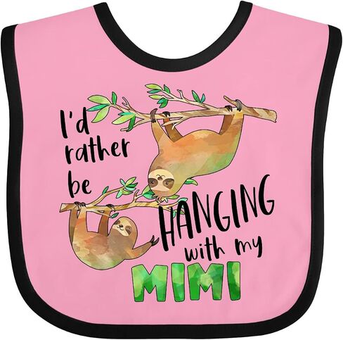 inktastic Id Rather Be Hanging with My Mimi- Cute Sloths Baby Bib in Saudi Arabia