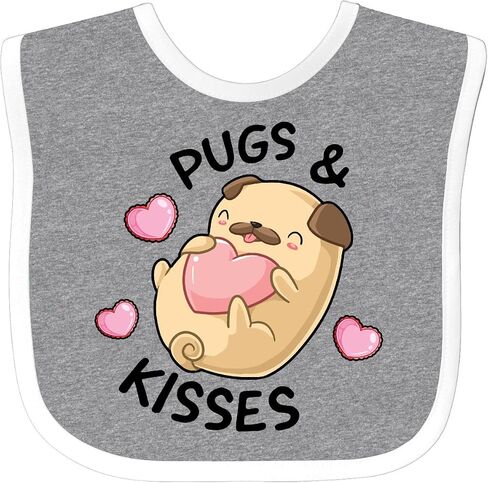 inktastic Valentines Day Pugs & Kisses with Hearts Baby Bib in Saudi Arabia