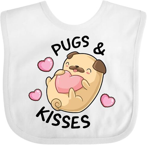 inktastic Valentines Day Pugs & Kisses with Hearts Baby Bib in Saudi Arabia