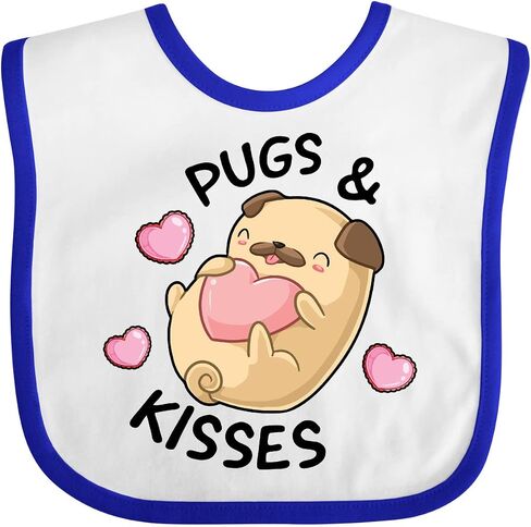 inktastic Valentines Day Pugs & Kisses with Hearts Baby Bib in Saudi Arabia