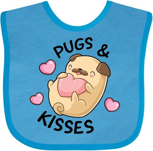 inktastic Valentines Day Pugs & Kisses with Hearts Baby Bib in Saudi Arabia