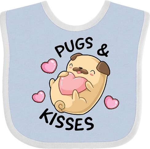 inktastic Valentines Day Pugs & Kisses with Hearts Baby Bib in Saudi Arabia