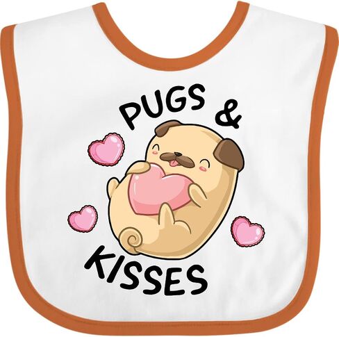 inktastic Valentines Day Pugs & Kisses with Hearts Baby Bib in Saudi Arabia