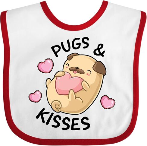inktastic Valentines Day Pugs & Kisses with Hearts Baby Bib in Saudi Arabia