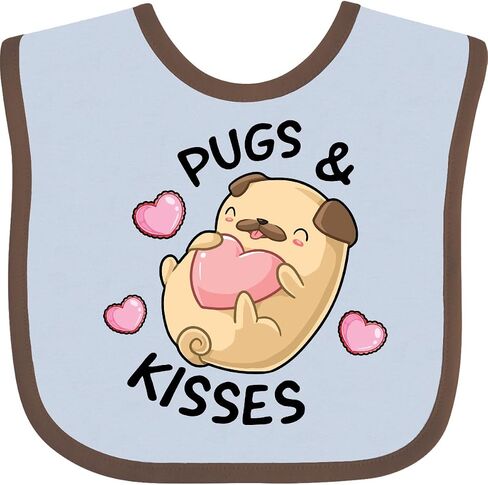 inktastic Valentines Day Pugs & Kisses with Hearts Baby Bib in Saudi Arabia