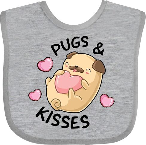 inktastic Valentines Day Pugs & Kisses with Hearts Baby Bib in Saudi Arabia