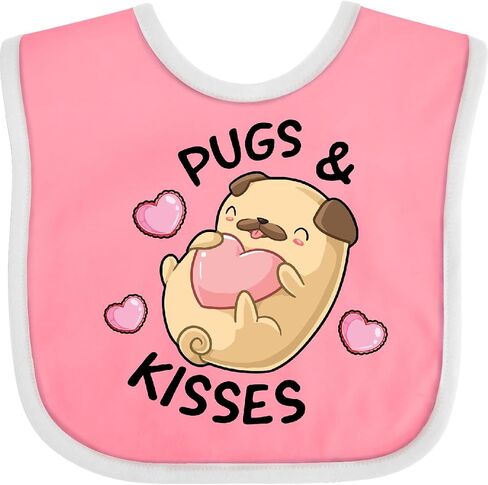 inktastic Valentines Day Pugs & Kisses with Hearts Baby Bib in Saudi Arabia