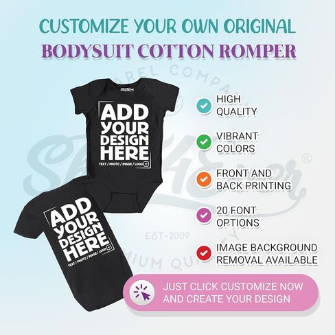 shop4ever® Personalized Custom Design Your Own Baby Bodysuit Cotton Romper in Saudi Arabia