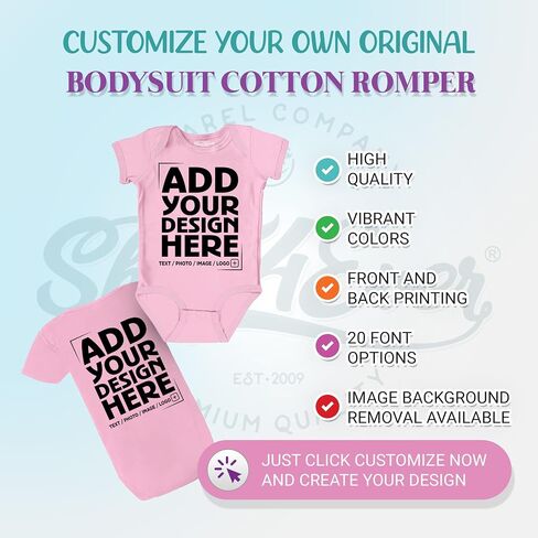 shop4ever® Personalized Custom Design Your Own Baby Bodysuit Cotton Romper in Saudi Arabia