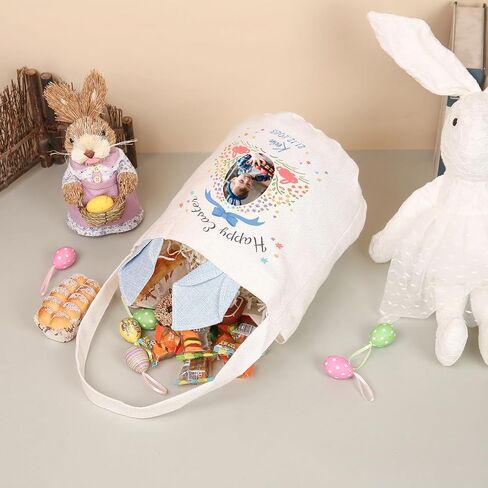 Custom Name Easter Basket: Personalized Easter Baskets for Girls Boys - Photo Name Bunny Bag Kids Party Bag in Saudi Arabia