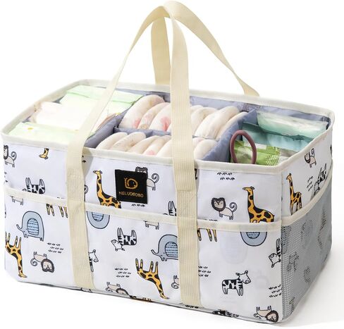Baby Diaper Caddy Organizer - حقيبة حمل كبيرة لأساسيات الأطفال حديثي الولادة بوي أو فتاة ، هدية للاستحمام الطفل ، منظم السيارات ، منظم الحضانة ، سلة تخزين محمولة مع مقبض لتغيير المائدة in Kuwait