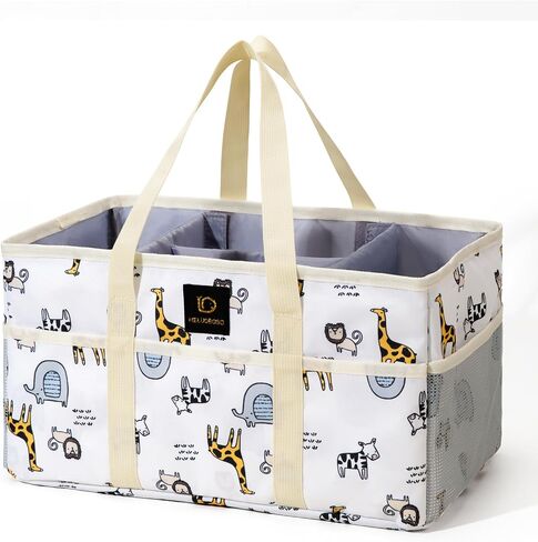 Baby Diaper Caddy Organizer - حقيبة حمل كبيرة لأساسيات الأطفال حديثي الولادة بوي أو فتاة ، هدية للاستحمام الطفل ، منظم السيارات ، منظم الحضانة ، سلة تخزين محمولة مع مقبض لتغيير المائدة in Kuwait