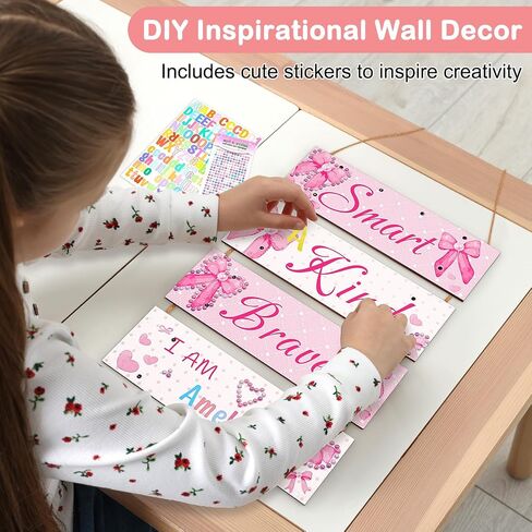 Unicorn Castle Girls Room Decor with LED Light Inspirational Motivational Room Decor for Teen Boys Wall Decor Art with Sticker for Nursery, Pink Bow in Saudi Arabia