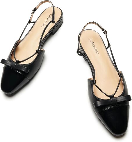 C.Paravano Women's Almond Toe Flats مع قبعة ، شقق راحة أنيقة لارتداء المكاتب غير الرسمي ، ملابس غير رسمية in Saudi Arabia