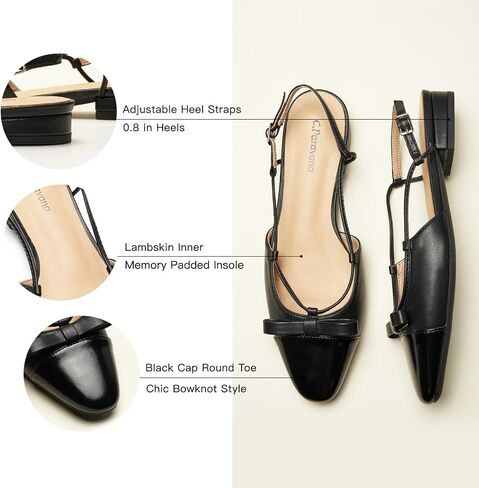 C.Paravano Women's Almond Toe Flats مع قبعة ، شقق راحة أنيقة لارتداء المكاتب غير الرسمي ، ملابس غير رسمية in Saudi Arabia