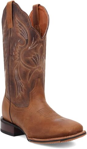 Dan Post Boots Womens Jillian Embroidered Square Toe Pull On Casual Boots Mid Calf Low Heel 1-2" - Brown in Saudi Arabia
