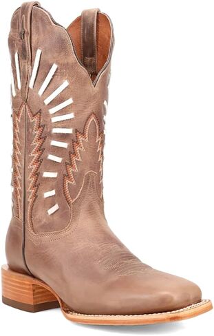 Dan Post Boots Womens Lacey Embroidered Square Toe Casual Boots Mid Calf Low Heel 1-2" - Brown in Saudi Arabia