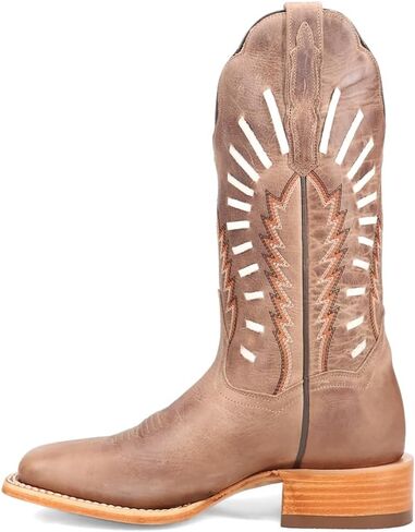 Dan Post Boots Womens Lacey Embroidered Square Toe Casual Boots Mid Calf Low Heel 1-2" - Brown in Saudi Arabia