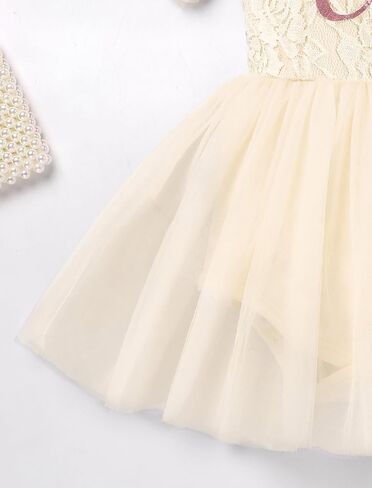 AWIBMK Lace Baby One Romper First Birthday Girl Outfit Puff Sleeve Tutu Dress Headband Cake Smash Photoshoot Outfits in Saudi Arabia