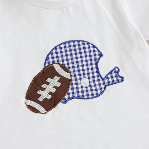 Adobabirl Toddler Baby Boy Football Outfit Short Sleeve Rugby Embroidery Tshirt with Plaid Shorts Boutique Summer Clothes in Saudi Arabia