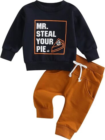 Newborn Baby Boy Fall Winter Outfit Letter Crewneck Sweatshirt Long Sleeve Pullover Top Pants 2Pcs Clothes Set in Saudi Arabia