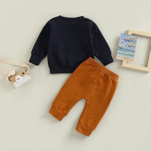 Newborn Baby Boy Fall Winter Outfit Letter Crewneck Sweatshirt Long Sleeve Pullover Top Pants 2Pcs Clothes Set in Saudi Arabia