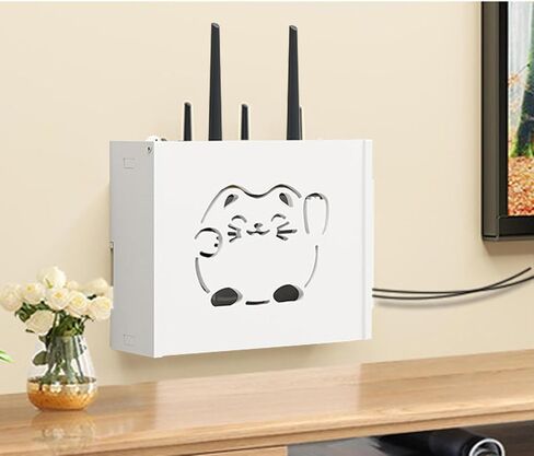 WiFi Sign Router Box WiFi Router Storage Box Floating Shelves Wall Shelf for Cable Box Cord Storage Box,B-38x20x8.5cm in Saudi Arabia