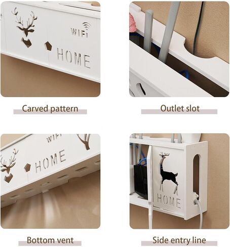 WiFi Sign Router Box WiFi Router Storage Box Floating Shelves Wall Shelf for Cable Box Cord Storage Box,B-38x20x8.5cm in Saudi Arabia