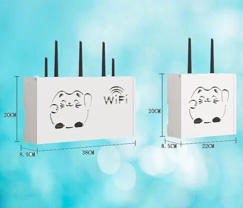 WiFi Sign Router Box WiFi Router Storage Box Floating Shelves Wall Shelf for Cable Box Cord Storage Box,B-38x20x8.5cm in Saudi Arabia