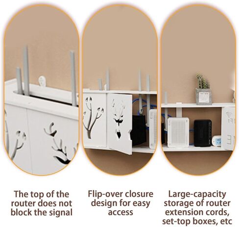 WiFi Sign Router Box WiFi Router Storage Box Floating Shelves Wall Shelf for Cable Box Cord Storage Box,B-38x20x8.5cm in Saudi Arabia