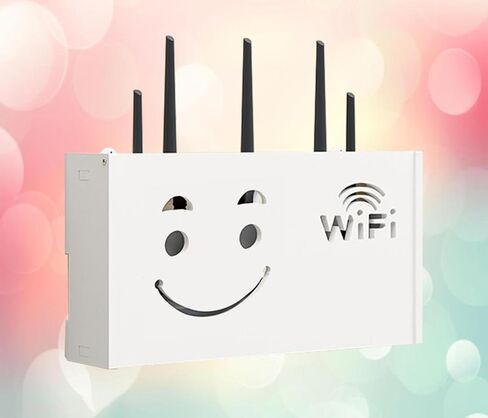WiFi Sign Router Box WiFi Router Storage Box Floating Shelves Wall Shelf for Cable Box Cord Storage Box,B-38x20x8.5cm in Saudi Arabia