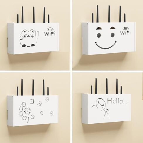 WiFi Sign Router Box WiFi Router Storage Box Floating Shelves Wall Shelf for Cable Box Cord Storage Box,B-38x20x8.5cm in Saudi Arabia