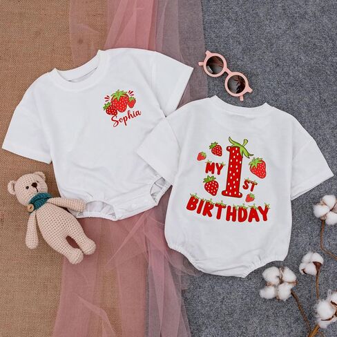 Personalized Berry First Birthday Outfit, 1st Birthday Girl Sweater Romper in Saudi Arabia