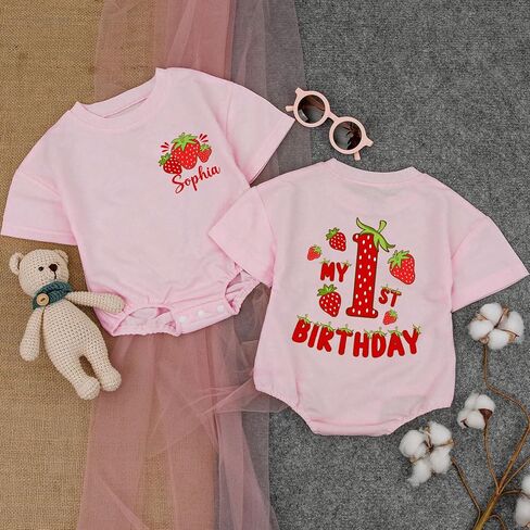 Personalized Berry First Birthday Outfit, 1st Birthday Girl Sweater Romper in Saudi Arabia