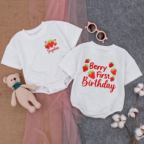 Personalized Berry First Birthday Outfit, 1st Birthday Girl Sweater Romper in Saudi Arabia